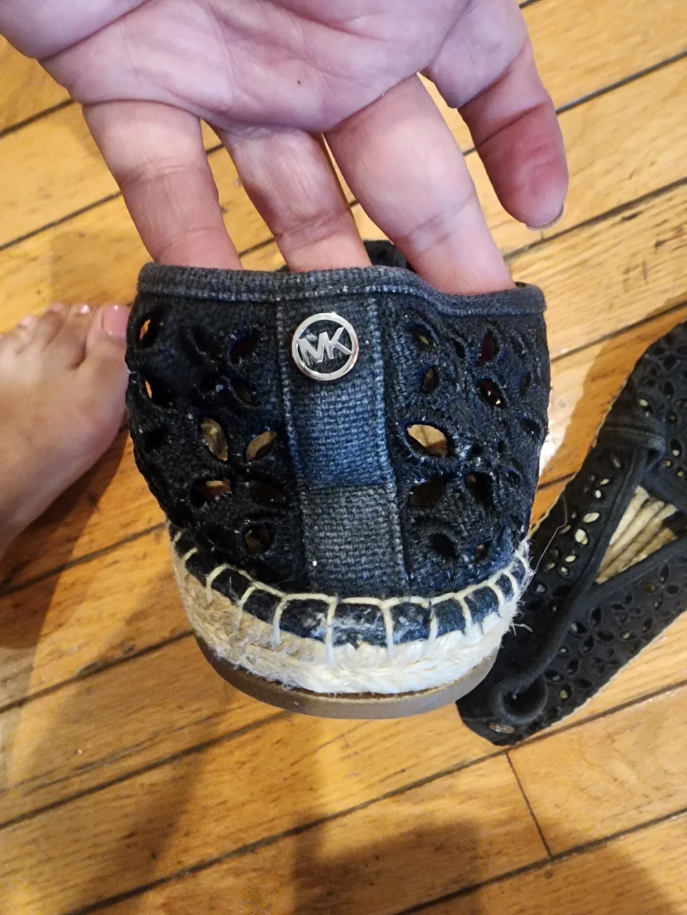 Michael Kors Black Laser-Cut Espadrille Slip-Ons